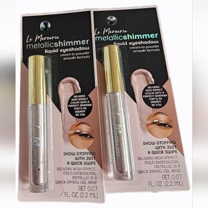 NWT 》2×《 LE MERCERIE METALLIC SHIMMER LIQUID EYESHADOWS: SILVERY-BLUSH!